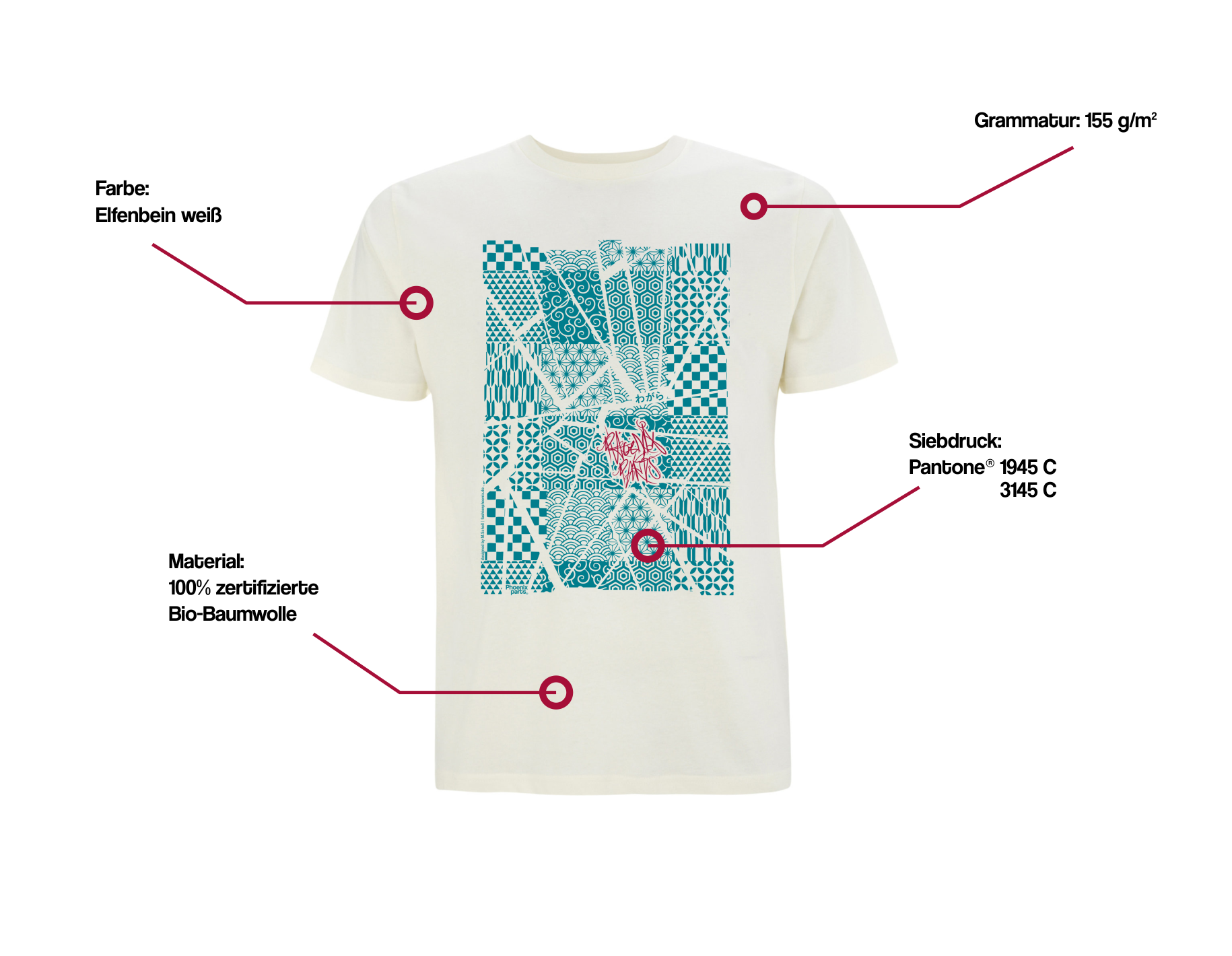 T-shirt Ecru | Wagara pattern